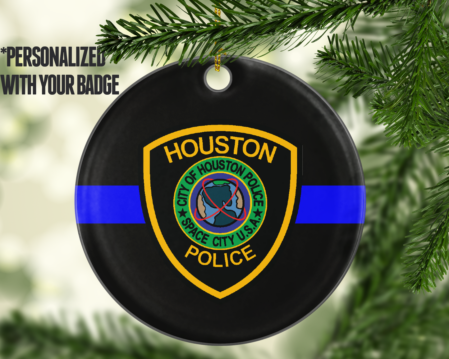 Personalized Badge Thin Blue Line TBL Police - Shatterproof Acrylic Ornament - - Endlessly Trendy Boutique