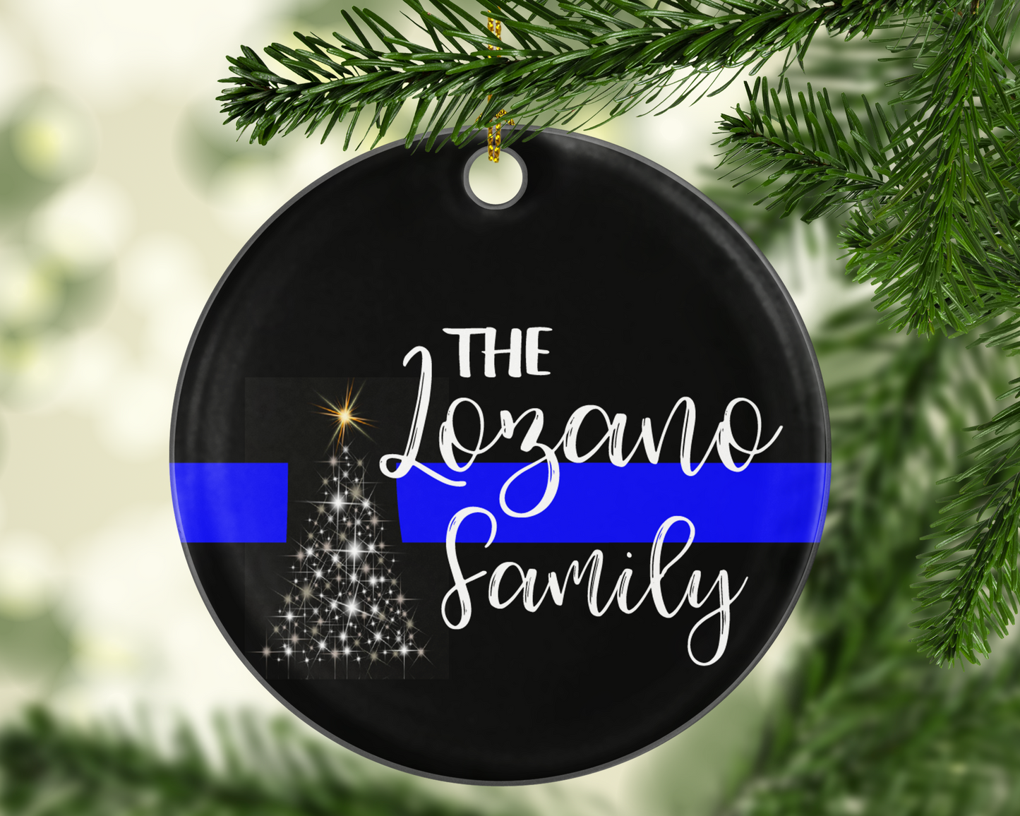 Personalized Thin Blue Line TBL Police - Shatterproof Acrylic Ornament - - Endlessly Trendy Boutique