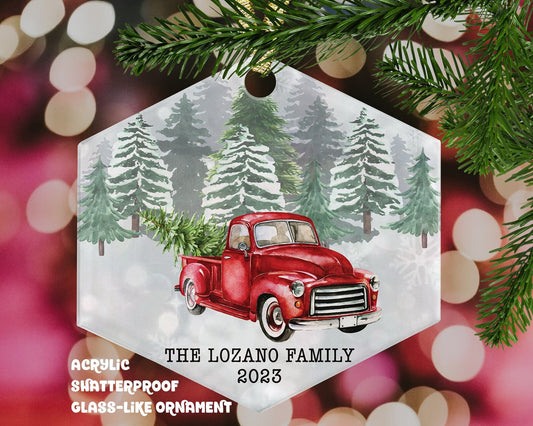 Vintage Truck Family Last Name Ornament