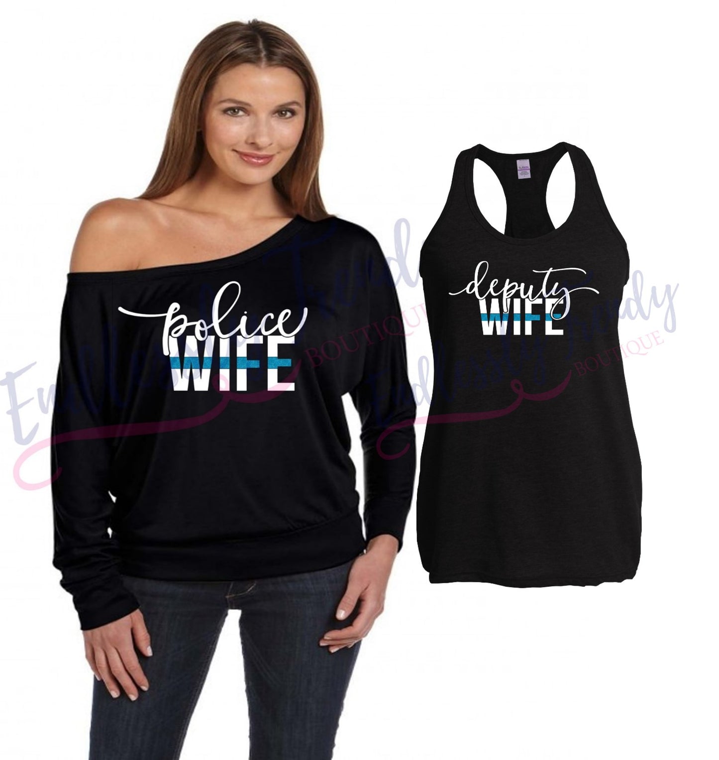 Law Enforcement Wife Thin Blue Line Shirt - - Endlessly Trendy Boutique