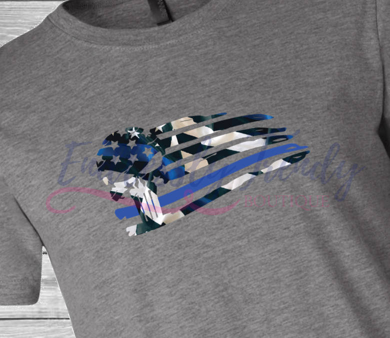 Thin Blue Line Punisher Skull Flag Tee - - Endlessly Trendy Boutique