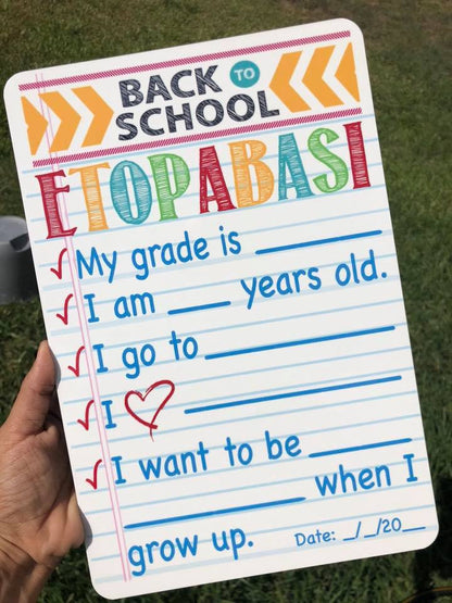 9" x 12" Back to School Custom Reusable Personalized Dry Erase Board Sign - - Endlessly Trendy Boutique